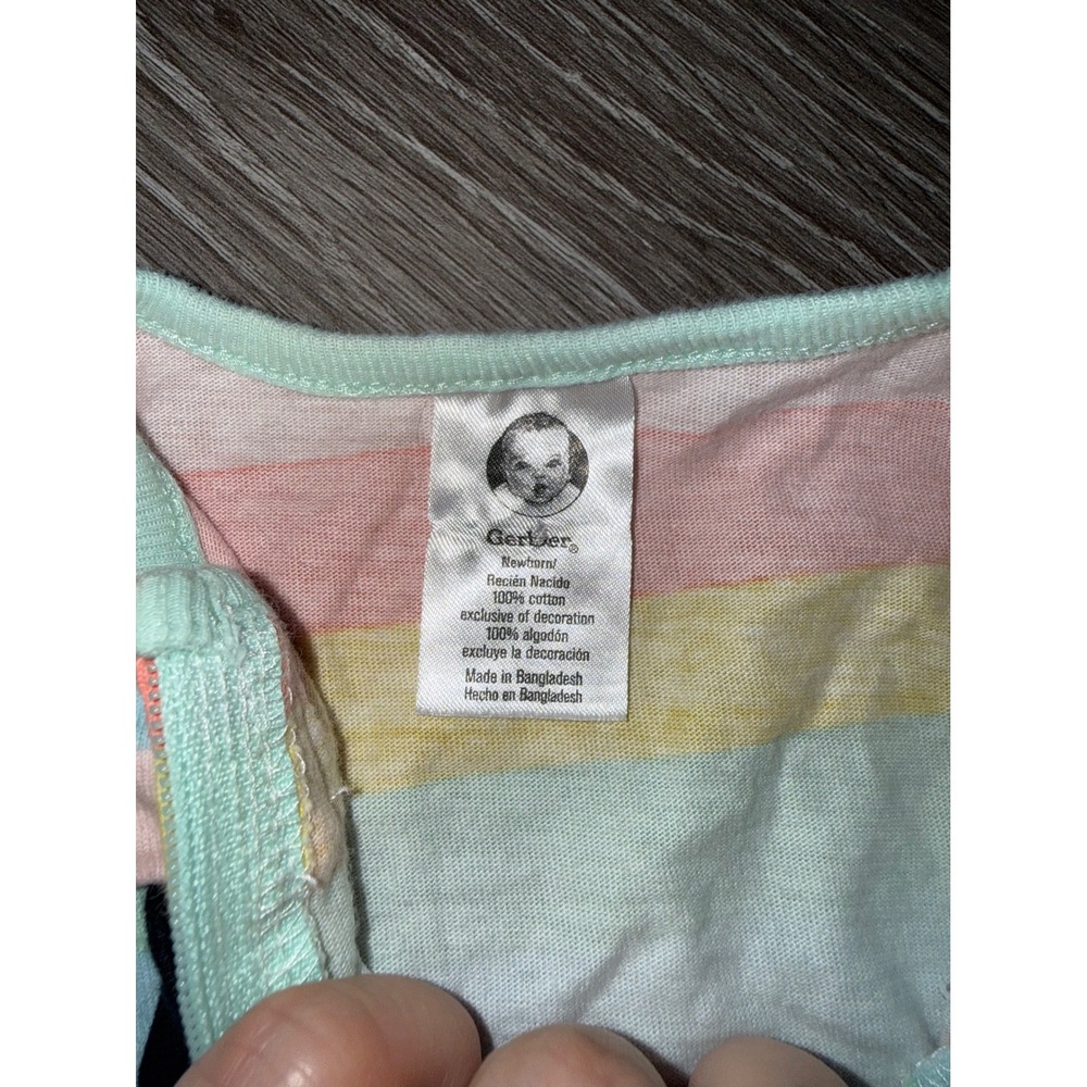 Gerber Baby Girls Striped Cat Sleep 'N Play footed sleeper - Picture 3 of 3